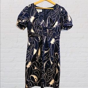 DONNA RICCO 100% Silk Navy Short Sleeve Dress